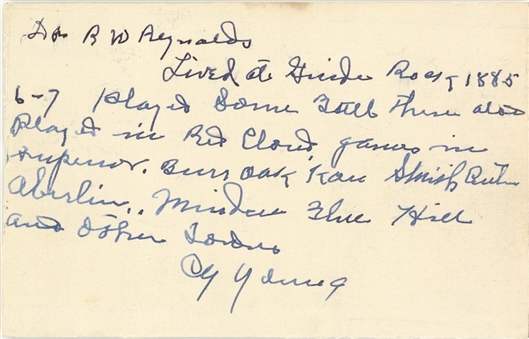 Cy Young Signed Handwritten Note (JSA)